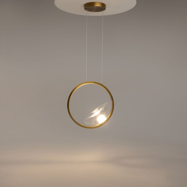 LED Pendelleuchte Glas Metall in Messing L:32 cm 3000 K
