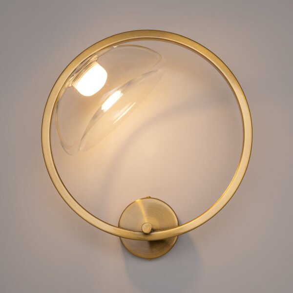 LED Wandleuchte Glas Metall in Messing H:35 cm 3000 K