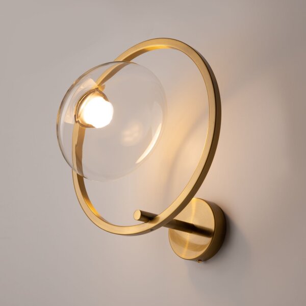 LED Wandleuchte Glas Metall in Messing H:35 cm 3000 K