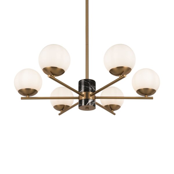 Deckenlampe Glas Metall in Messing Ø67 cm E27 6-flammig