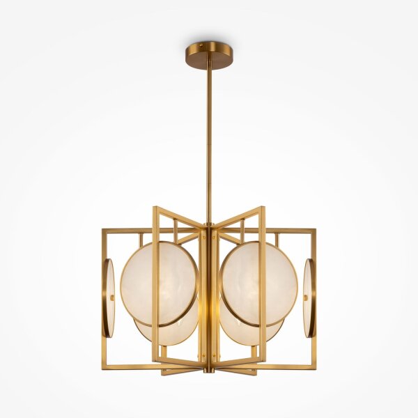 Deckenlampe Alabaster Glas in Messing E14 6-flammig