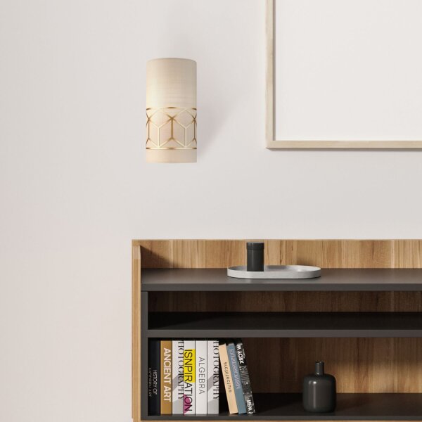 Wandlampe Stoff Metall Beige Gold H:23 cm E14 blendarm