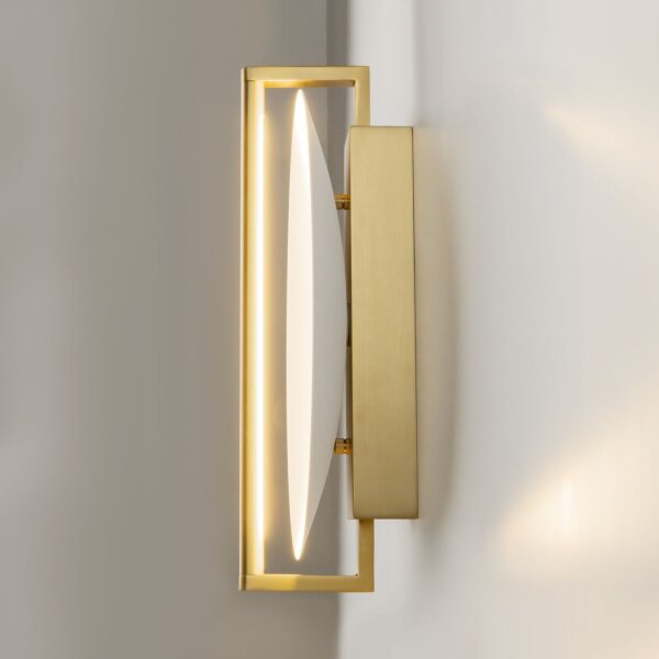 LED Wandleuchte Aluminium Messing Weiß B:34 cm 3000 K