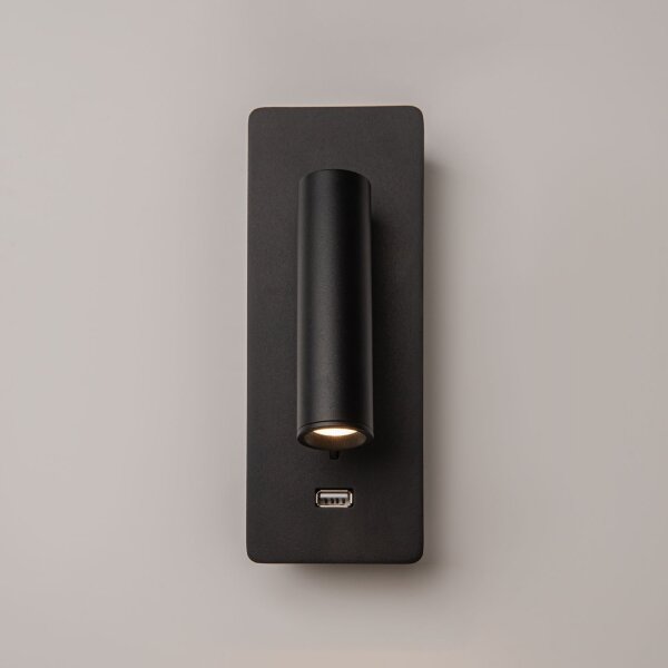 LED Wandspot Schwarz flexibel Schalter 6 cm 3000 K USB