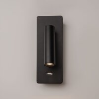 LED Wandspot Schwarz flexibel Schalter 6 cm 3000 K USB