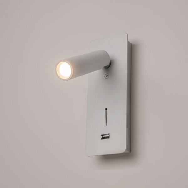 LED Wandspot Weiß flexibel Schalter 6 cm 3000 K USB