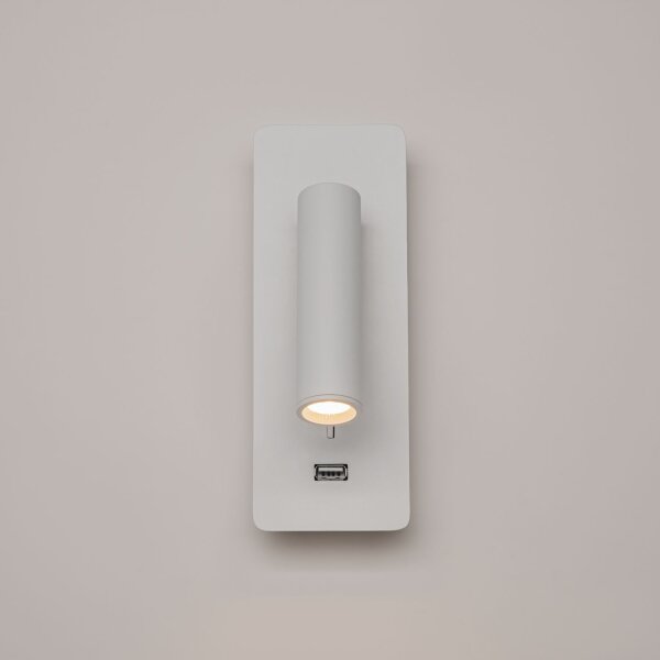 LED Wandspot Weiß flexibel Schalter 6 cm 3000 K USB