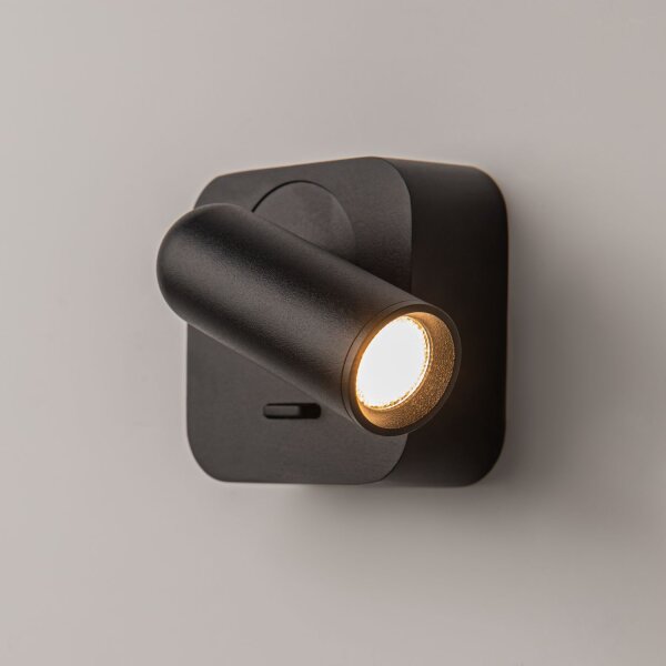 LED Wandspot Schalter Schwarz H:6,5 cm flexibel 3000 K