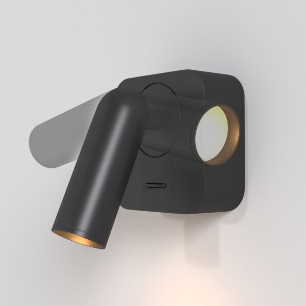 LED Wandspot Schalter Schwarz H:6,5 cm flexibel 3000 K