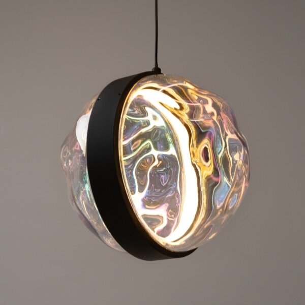 LED Pendelleuchte Glas Metall Schwarz L:38 cm 2700 K