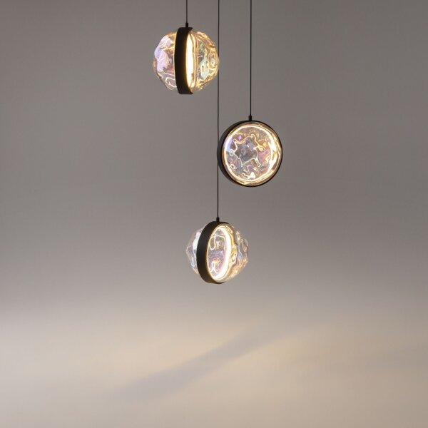 LED Pendelleuchte Glas Metall Schwarz L:38 cm 2700 K