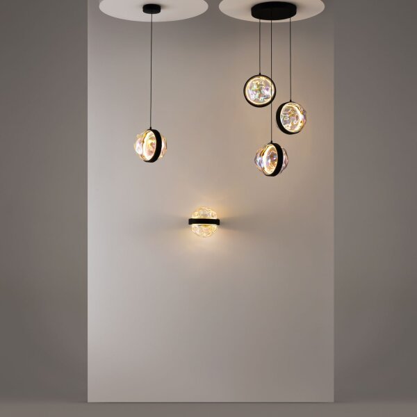 LED Pendelleuchte Glas Metall Schwarz L:38 cm 2700 K