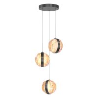 LED Pendelleuchte Glas Metall Schwarz L:38 cm 2700 K