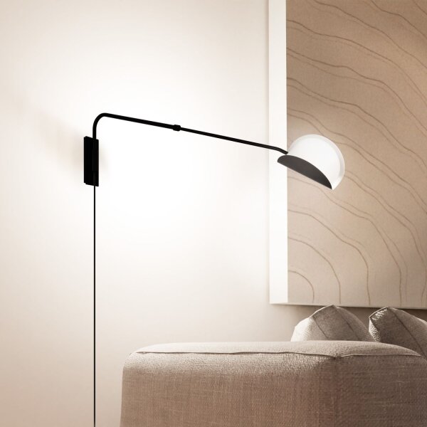 Wandlampe Schwarz Kabel Stecker T:105 cm G9 flexibel