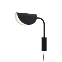 Wandlampe Schwarz Kabel Stecker H:32,5 cm G9 Metall