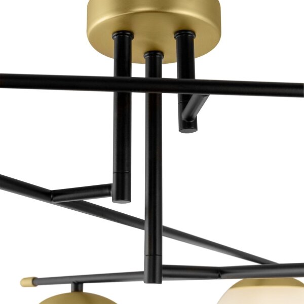 XXL Deckenleuchte Glas Schwarz L:95 cm E14 6-flammig