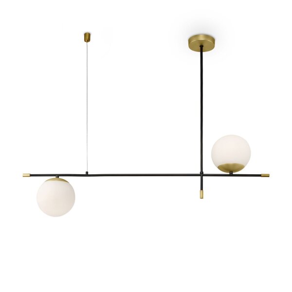 Moderne Pendelleuchte Glas Gold Schwarz E14 95 cm lang
