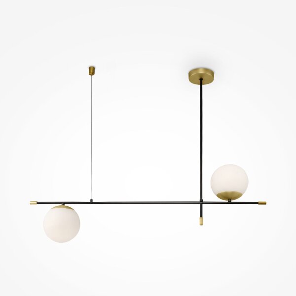 Moderne Pendelleuchte Glas Gold Schwarz E14 95 cm lang