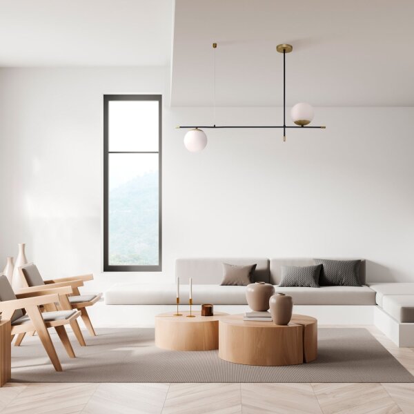 Moderne Pendelleuchte Glas Gold Schwarz E14 95 cm lang