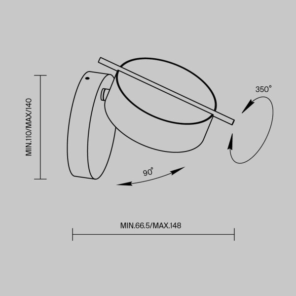 LED Wandlampe Schwarz flexibel H:14 cm 3000 K 200 lm