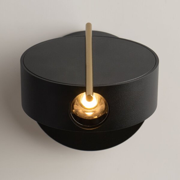 LED Wandlampe flexibel T:6 cm 3000 K in Schwarz Messing