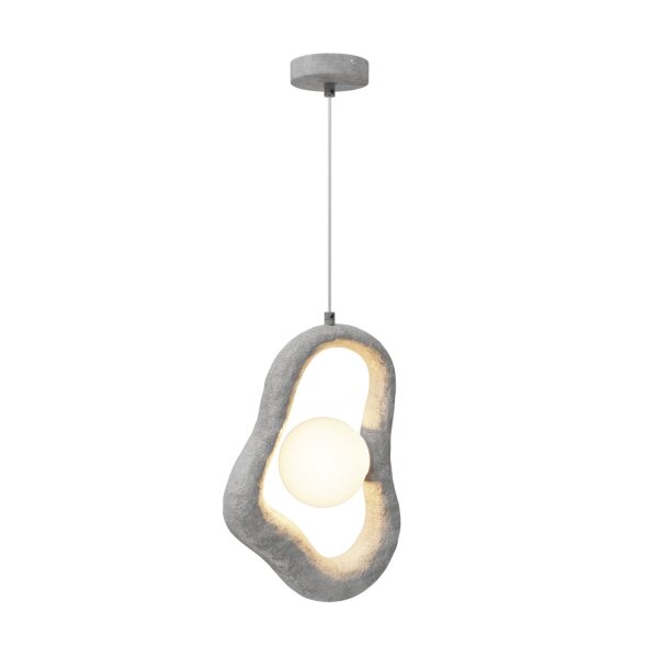 Moderne Pendelleuchte Beton Glas L:27,5 cm G9 blendarm
