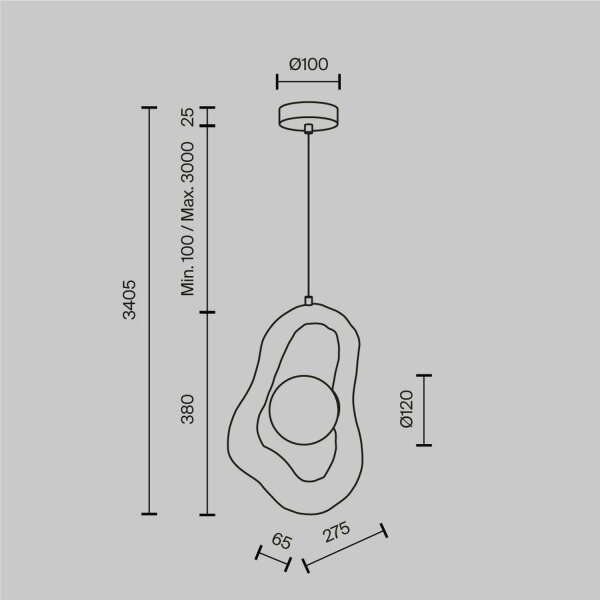 Weiße Pendelleuchte Beton Glas L:27,5 cm G9 blendarm