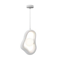 Weiße Pendelleuchte Beton Glas L:27,5 cm G9 blendarm