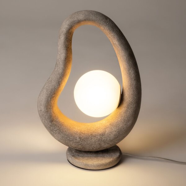 Wohnliche Tischleuchte Glas Beton Grau G9 38 cm klein