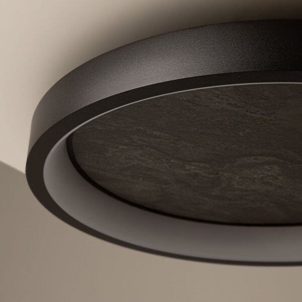 LED Deckenlampe Stein Metall Schwarz Ø40,5 cm 3000 K