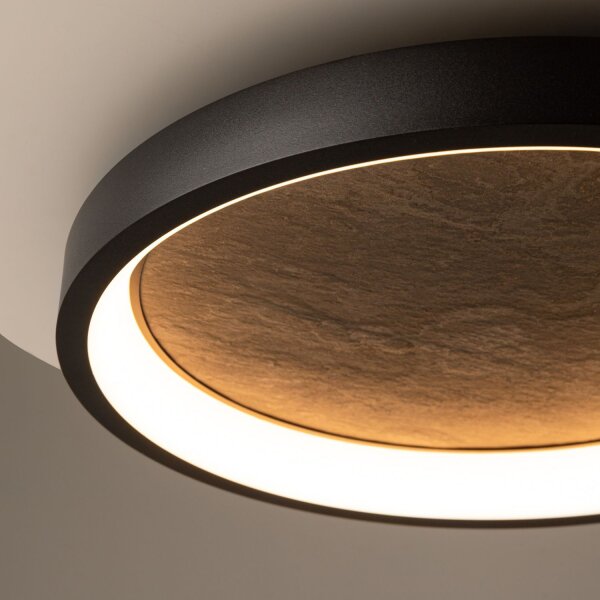 LED Deckenlampe Stein Metall Schwarz Ø40,5 cm 3000 K