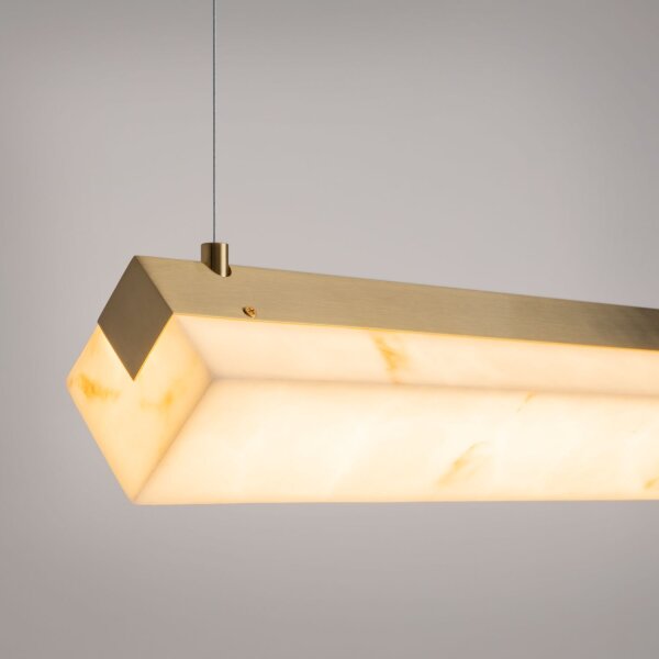 LED Pendelleuchte in Messing Stein Metall 100 cm 3000 K