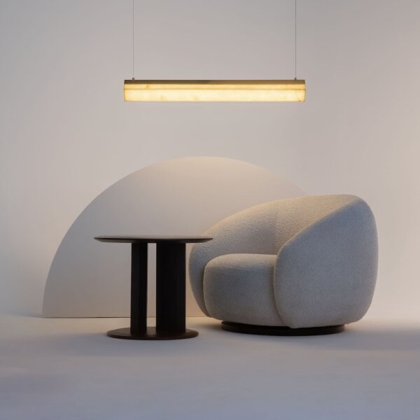 LED Pendelleuchte in Messing Stein Metall 100 cm 3000 K