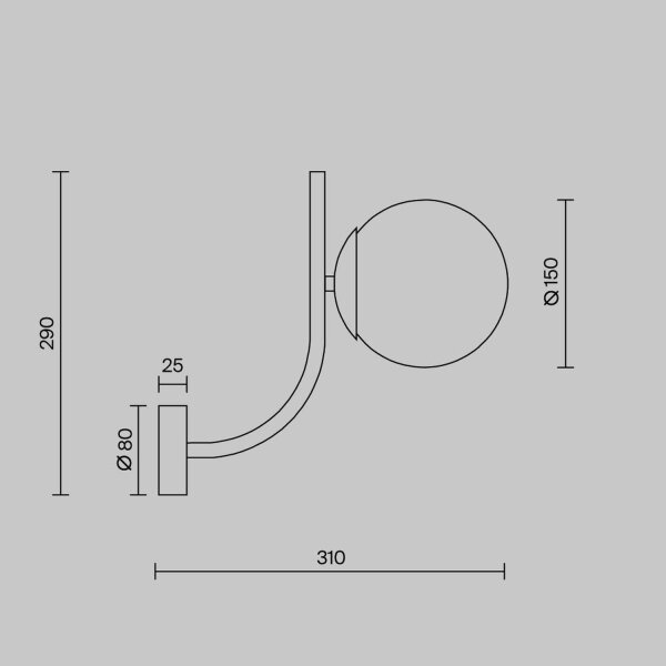 Wandleuchte Glas Metall in Messing Weiß E14 T:31 cm