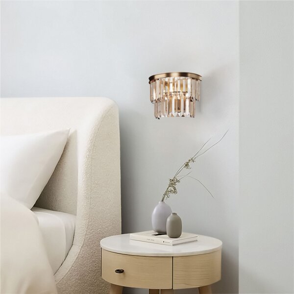 Wandlampe Kristallglas in Gold Bernstein E14 H:24,5 cm