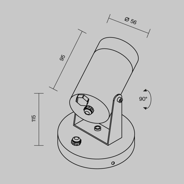 Wandstrahler Aluminium IP65 T:9,5 cm GU10 verstellbar