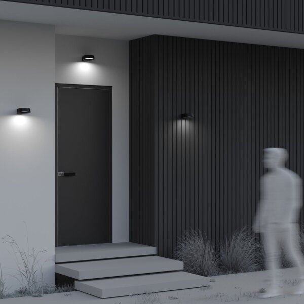 LED Wandlampe außen Aluminium Glas Graphit IP54 3000 K