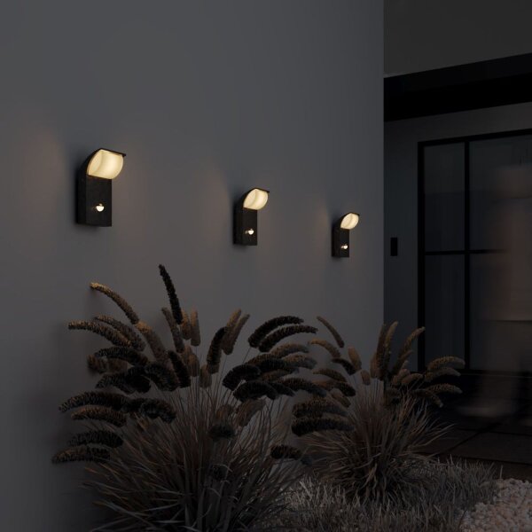 LED Außenlampe Sensor Aluminium Graphit IP65 7 W 3000 K