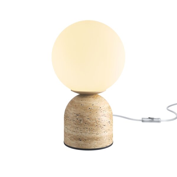 Gemütliche Tischleuchte Stein Beige Glas G9 25 cm klein