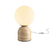 Gemütliche Tischleuchte Stein Beige Glas G9 25 cm klein