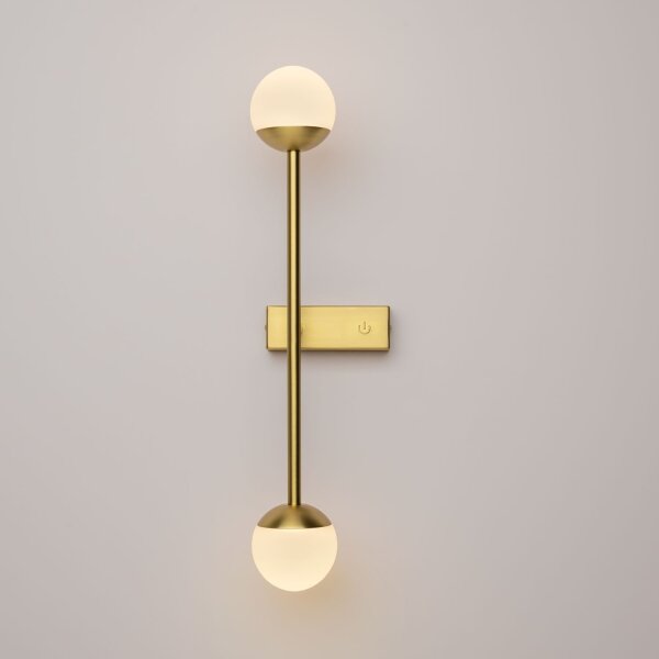 LED Wandlampe dimmbar Glas H:48 cm in Messing 3000 K