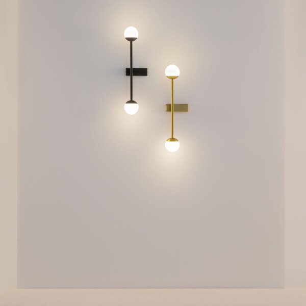 LED Wandlampe dimmbar Glas H:48 cm in Messing 3000 K