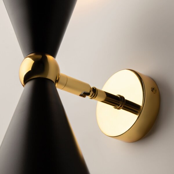 Up Down Wandleuchte flexibel Gold Schwarz E14 H:32 cm