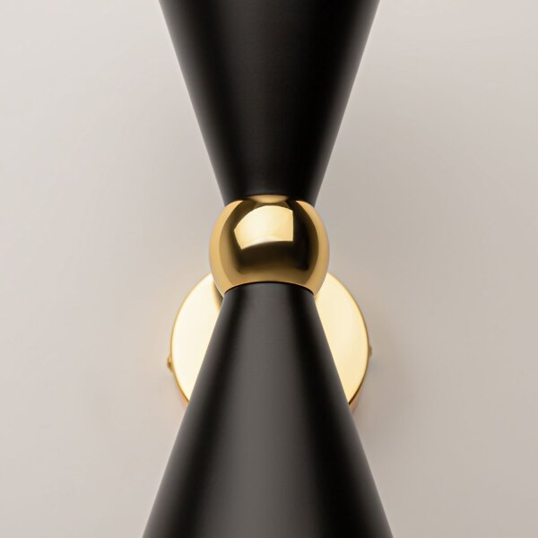 Up Down Wandleuchte flexibel Gold Schwarz E14 H:32 cm