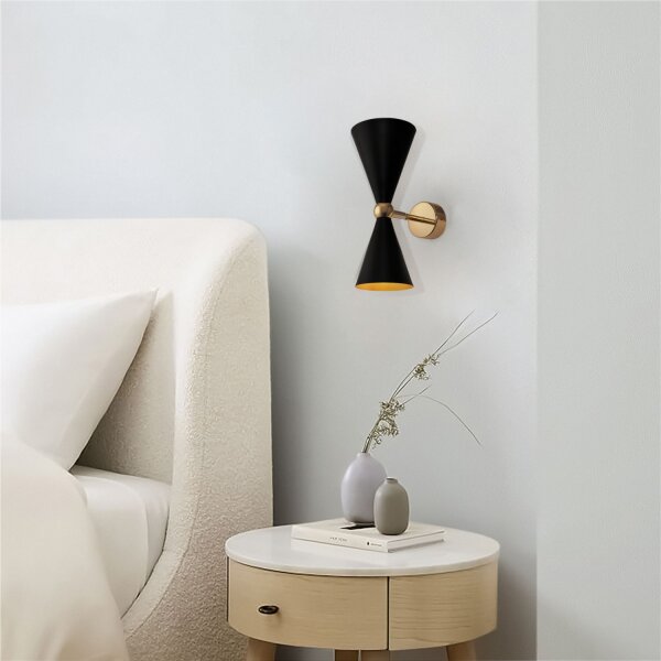 Up Down Wandleuchte flexibel Gold Schwarz E14 H:32 cm