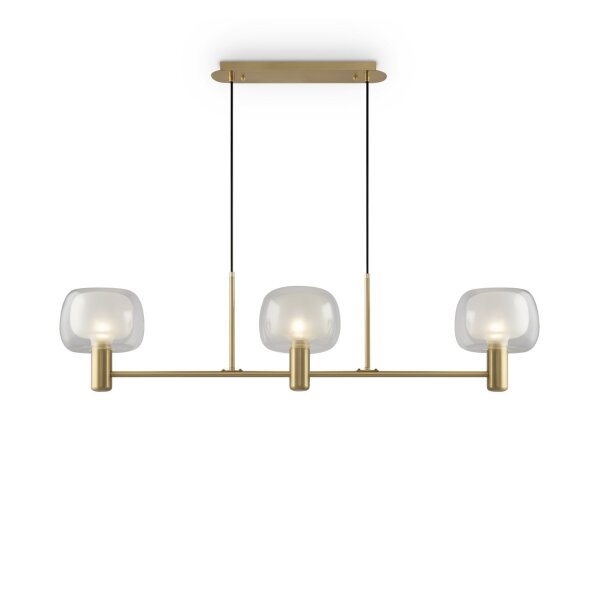 Pendelleuchte Glas Aluminium in Gold 104 cm E14 3-flmg
