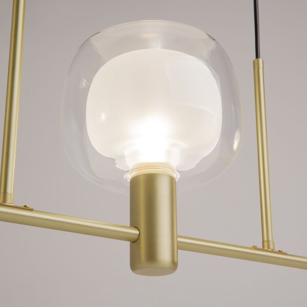 Pendelleuchte Glas Aluminium in Gold 104 cm E14 3-flmg