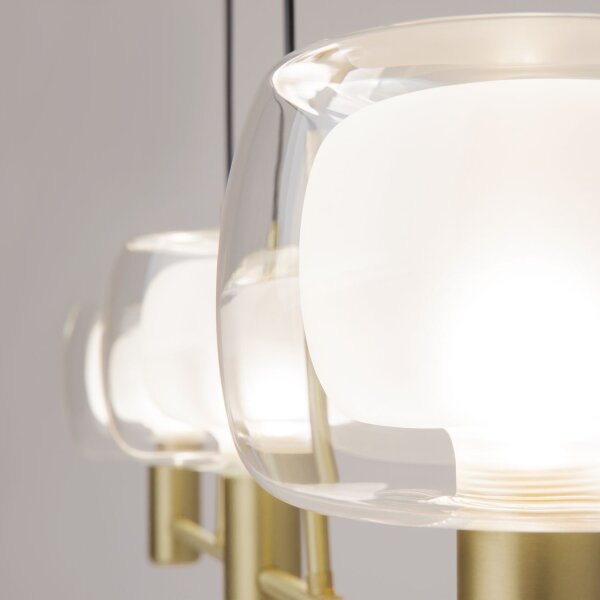 Pendelleuchte Glas Aluminium in Gold 104 cm E14 3-flmg