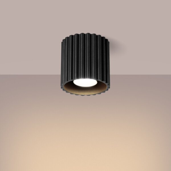 Aufbau Deckenspot GU10 Schwarz Ø10 cm rund Aluminium