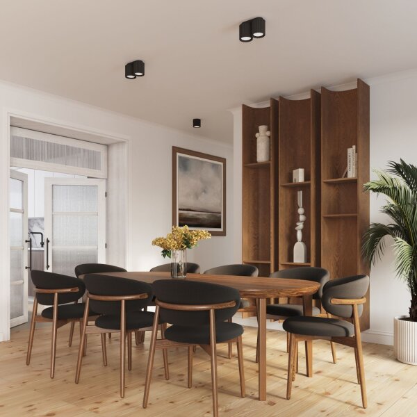 Aufbau Deckenspot GU10 Schwarz Ø10 cm rund Aluminium